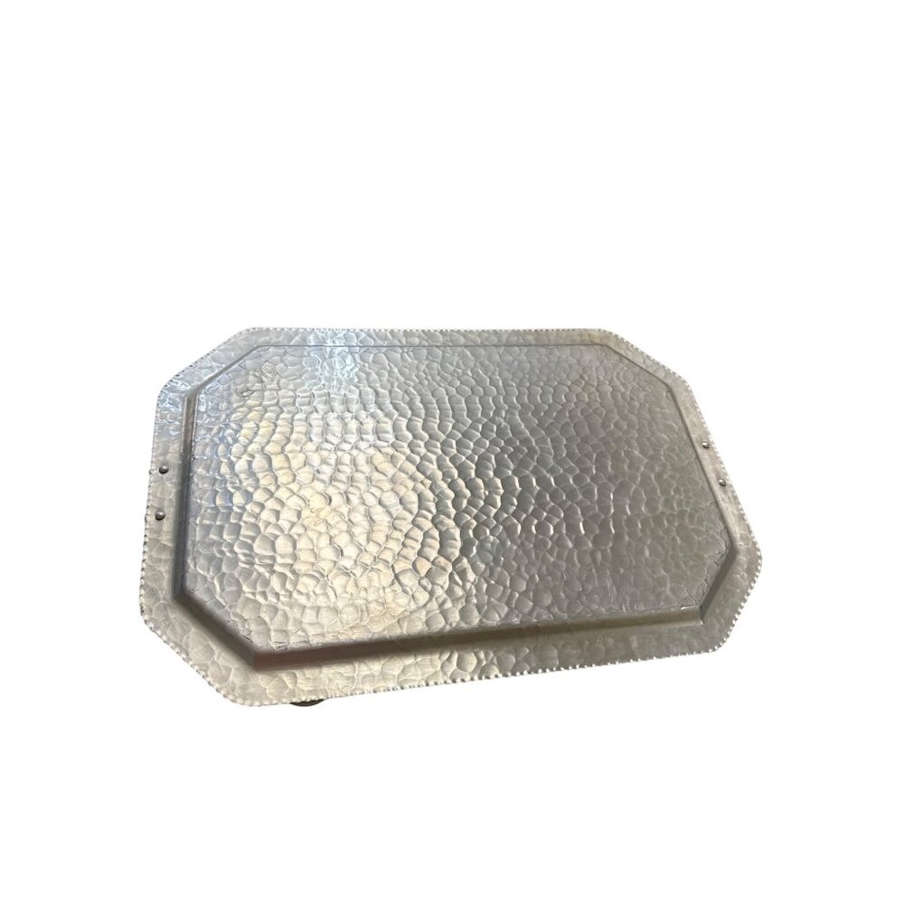 Trade Continental Rose floral hand wrought 855 silver look tray SKU 3712 - Picture 2 of 9